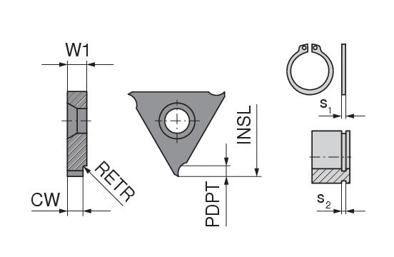 Ceratizit S300.02.3,23.17,5.OKB TI500 CoreLine - Milling Insert For circlip Grooves Without Chamfer - System 50853326 (0769692)