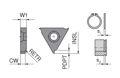 Ceratizit S300.02.3,23.17,5.OKB TI500 CoreLine - Milling Insert For circlip Grooves Without Chamfer - System 50853326 (0769692)