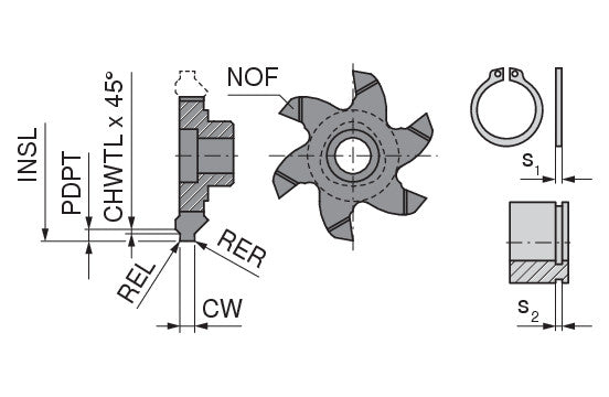 Ceratizit POLYGON.9.1,18.20,0.Z6.MKB TI500 CoreLine - Milling Insert For circlip Grooves With Chamfer - 50879307 (0769813)