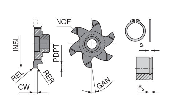 Ceratizit POLYGON.9.2,73.21,7.6°.Z6.OKB TI500 CoreLine - Milling Insert For circlip Grooves Without Chamfer - 50880321 (0769846)