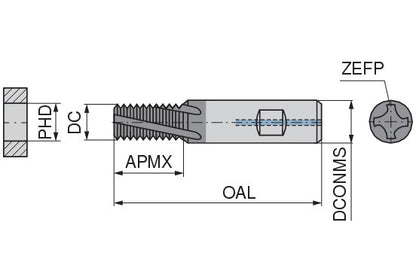 Ceratizit SGF.UNF5/16-24.19,3.HB.6.IR/IL.IK TI500 CoreLine Shank Thread Milling Cutter 5482751600 (0761440)