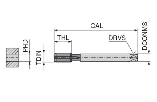 Ceratizit UNI.G1/4-19.ISO228.~DIN5156-B TIN CoreLine Through Hole Machine taps, Right-hand 23160025 (0761653)