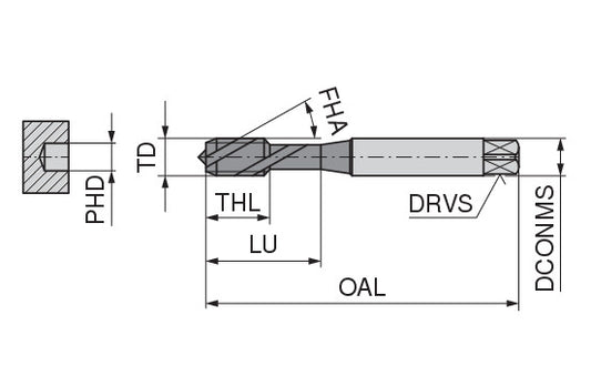 Ceratizit CavTap ST LH.M8.ISO2.DIN371-C CoreLine Blind Hole Machine taps, Left-hand 2265008000 (0771912)