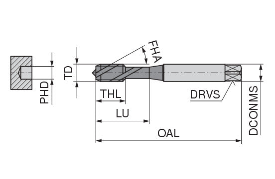 Ceratizit CavTap ST LH.M8.ISO2.DIN371-C HSSE MACHINE TAP SL Blind Hole Left-hand Machine Taps 2265008000 (0771912)