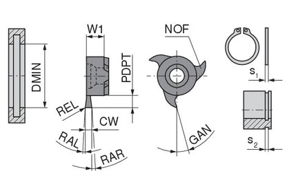 Ceratizit MINIMILL.10/12.1,21.3°.Z3 CWX500 CoreLine - Milling Insert For circlip Grooves - 53006112 (0771506)