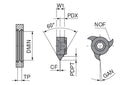 Ceratizit MINIMILL.14/16.M1,0-1,75.1,08.Z3 CWX500 ModuSet Milling Insert For Internal Thread Milling Partial Profile 53010210 (0771635)