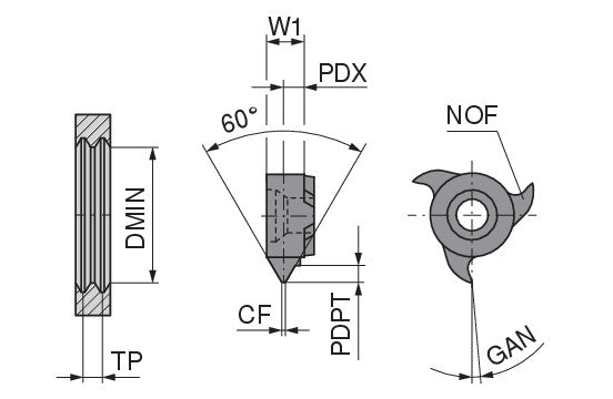 Ceratizit MINIMILL.10.M1,0-1,75.1,08.Z6 CWX500 ModuSet Milling Insert For Internal Thread Milling Partial Profile 53010017 (0771628)