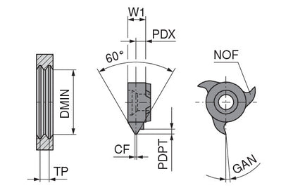 Ceratizit MINIMILL.22.M4,0.2,16.Z6 CWX500 CoreLine - Milling Insert For Internal Thread Milling - Full Profile - 53011740 (0771682)