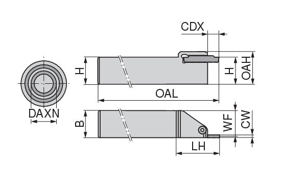 Ceratizit E25L0015-2525N-AX15 MonoClamp Axial Grooving Holder 0°, Up To Mm Groove Depth 7082322500 (0751774)