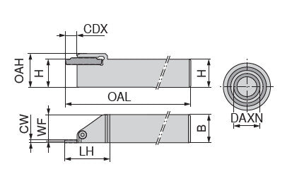Ceratizit E25R0010-2525N-AX10 MonoClamp Axial Grooving Holder 0°, Up To 15 Mm Groove Depth 7082412500 (0751733)