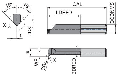 Ceratizit ULTRAMINI.R060.5-20.IK K10F TIN CoreLine Inserts For Internal Turning And Chamfering 73006550 (0772915)