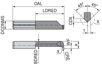 Ceratizit ULTRAMINI.L060.5-20.IK K10F TIN CoreLine Inserts For Internal Turning And Chamfering 73007550 (0772918)