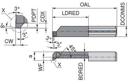 Ceratizit ULTRAMINI.R070.5-15.IK K10F TIN CoreLine Inserts For pregrooving And Chamfering 73008551 (0772925)