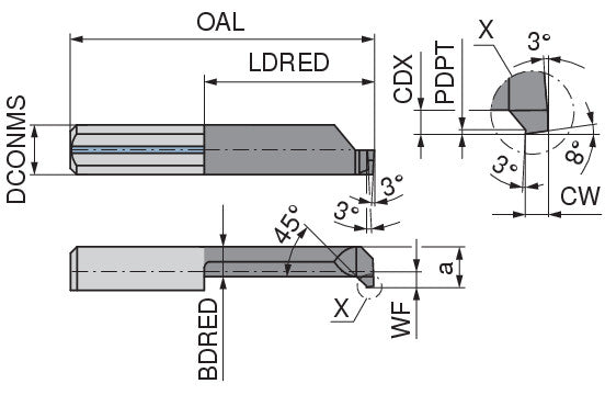 Ceratizit ULTRAMINI.L070.4-10.IK K10F TIN CoreLine Inserts For pregrooving And Chamfering 73009410 (0772928)