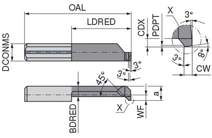Ceratizit ULTRAMINI.L070.4-10.IK K10F TIN CoreLine Inserts For pregrooving And Chamfering 73009410 (0772928)