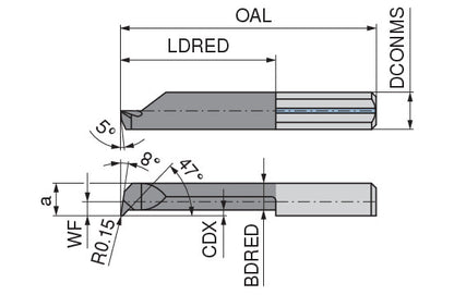 Ceratizit ULTRAMINI.R047.4-20.IK K10F TIN CoreLine Inserts For Internal Undercuts 73010542 (0772943)