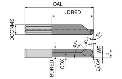 Ceratizit ULTRAMINI.L047.T5-15.IK K10F TIALN CoreLine Inserts For Internal Undercuts 73011251 (0772950)