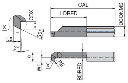 Ceratizit ULTRAMINI.R080.0003-15.IK K10F TIN CoreLine Inserts For Back Boring 73012542 (0772957)