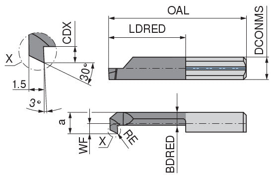 Ceratizit ULTRAMINI.R080.0004-25.IK K10F TIN CoreLine Inserts For Back Boring 73012548 (0772960)