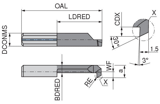 Ceratizit ULTRAMINI.L080.0006-20.IK K10F TIN CoreLine Inserts For Back Boring 73013564 (0773018)