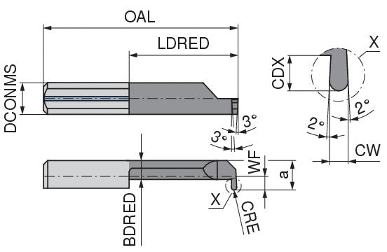 Ceratizit ULTRAMINI.L004-0.50-16.IK K10F TIN CoreLine Inserts For Groove And Profile Turning 73019541 (0773094)