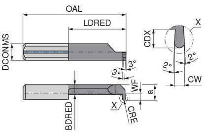 Ceratizit ULTRAMINI.L004-0.50-16.IK K10F TIN CoreLine Inserts For Groove And Profile Turning 73019541 (0773094)