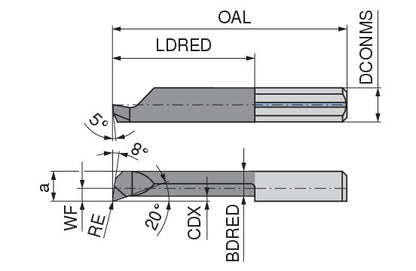 Ceratizit ULTRAMINI.R050.05-2.IK K10F TIN CoreLine Inserts For Internal Turning And Profiling 73004500 (0772755)