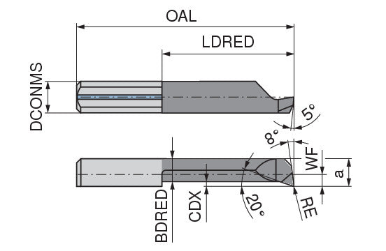 Ceratizit ULTRAMINI.L055.5-20.IK K10F TIALN CoreLine Inserts For Internal Turning And Profiling 73023520 (0773156)