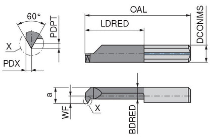 Ceratizit ULTRAMINI.R005.0205-20.IK K10F TIN CoreLine Inserts For Internal Thread Turning (partial profile) 73102540 (0773487)