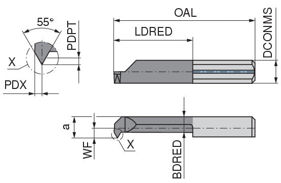 Ceratizit ULTRAMINI.R006.5524-15.IK K10F TIN CoreLine Inserts For Internal Thread Turning (partial profile) 73104563 (0773502)