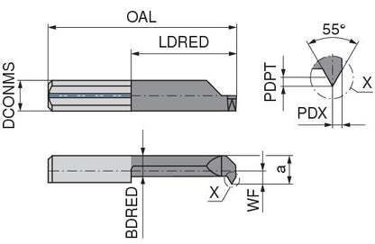 Ceratizit ULTRAMINI.L006.5524-15.IK K10F TIN CoreLine Inserts For Internal Thread Turning (partial profile) 73105563 (0773506)