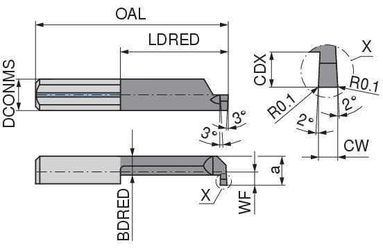 Ceratizit ULTRAMINI.L007M0200-15.IK K10F TIALN CoreLine Inserts For Internal Grooving 73203888 (0773601)