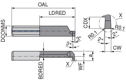 Ceratizit ULTRAMINI.L006M0150-10.IK K10F TIALN CoreLine Inserts For Internal Grooving 73203846 (0773579)