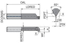 Ceratizit ULTRAMINI.L106.0815-15.IK K10F TIALN UltraMini Inserts For Internal Thread Turning (Full profile) 73209804 (0773621)