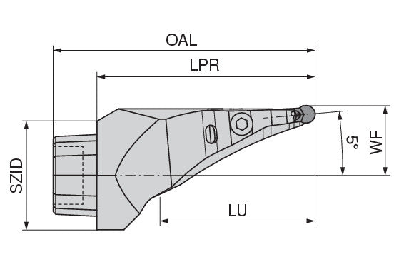 Ceratizit OC50S-X32R05H MaxiGroove 5° Tool Head For Radial Clamping OvalFlex 7459710500 (0743605)