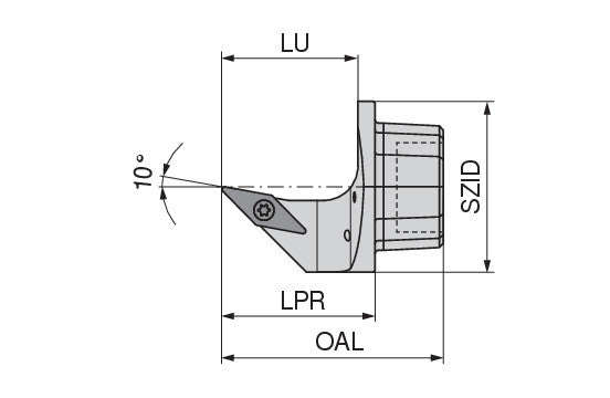 Ceratizit OC50R-SVXCL 16 MaxiTurn 10° Tool Head For Radial Clamping OvalFlex 7459851001 (0745275)