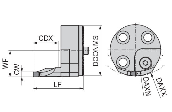 Ceratizit WK40R.20-DC-GX24-S4.D70-100 MaxiChange-GX GX-DC Axial Exchangeable Grooving Head 8418744100 (0762296)