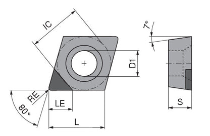 Ceratizit CCGW 120408FN_A4 CTDPD20 CoreLine - PCD Turning indexable Insert - 71120110 (0757796)