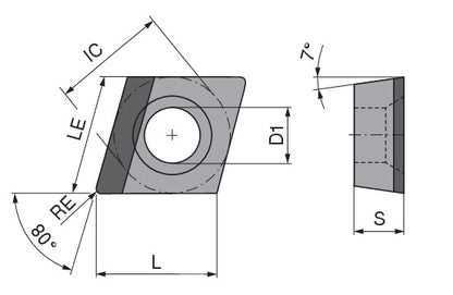 Ceratizit CCGW 09T308FLL_A10 CTDPD20 CoreLine - PCD Turning indexable Insert - 7117210201 (0760389)