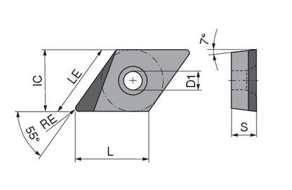 Ceratizit DCGT 11T308FL_A7 CTDPD20 CoreLine - PCD Turning indexable Insert - 71136110 (0757945)