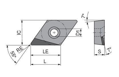 Ceratizit DCGT 11T304FR_A7 CTDPD20 CoreLine - PCD Turning indexable Insert - 71135108 (0757940)