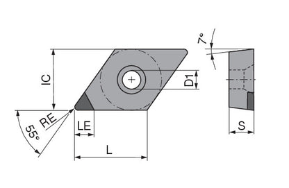 Ceratizit DCGW 070202FN_A4 CTDPS30 CoreLine - PCD Turning indexable Insert - 7117720101 (0760449)