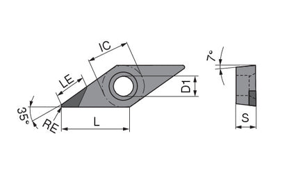 Ceratizit VCGT 110304FL_A6 CTDPD20 CoreLine - PCD Turning indexable Insert - 71064102 (0757775)