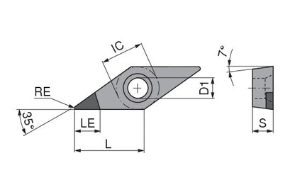 Ceratizit VCGW 160408FN_A5 CTDPS30 CoreLine - PCD Turning indexable Insert - 7119120801 (0754452)