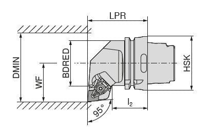 Ceratizit HSK-T100-DCLNR-19 MaxiLock-D 95° Toolholder With Top Clamping 74503719 (0751844)