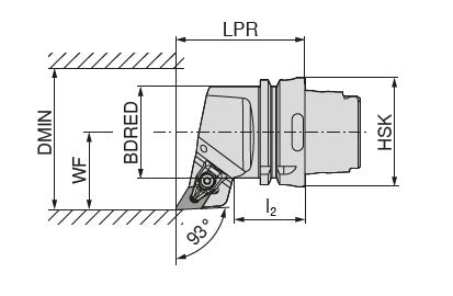 Ceratizit HSK-T100-DDJNR-15 MaxiLock-D 93° Toolholder With Top Clamping 74511715 (0751845)