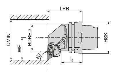 Ceratizit HSK-T100-DDUNR-15 MaxiLock-D 93° Toolholder With Top Clamping 74515715 (0751846)