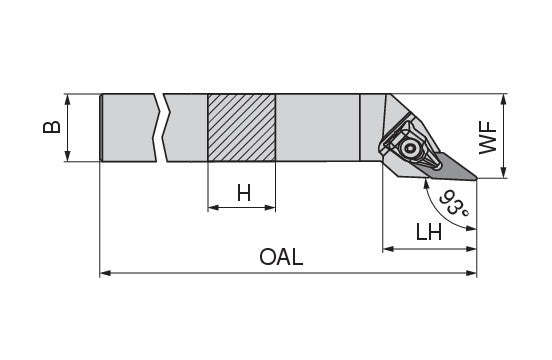 Ceratizit DVJNL 2525 M16 CoreLine - 93° - Toolholder With Top Clamping