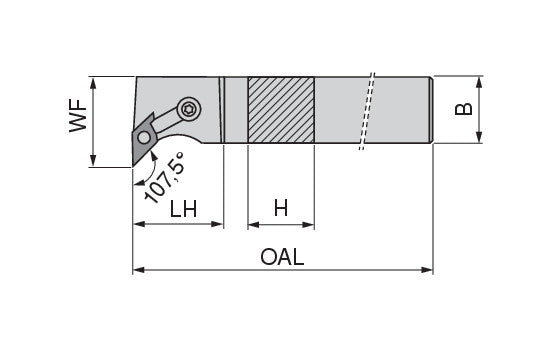 Ceratizit MDQNR 24-4E MaxiLock-M 107.5° Toolholder With Top Clamping 7852802486 (0752073)