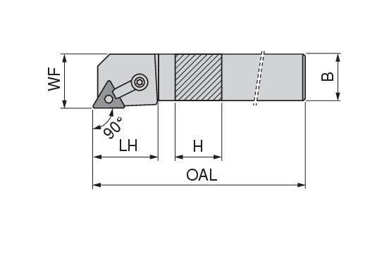 Ceratizit MTGNR 08-2A MaxiLock-M 90° Toolholder With Top Clamping 7854200812 (0752087)